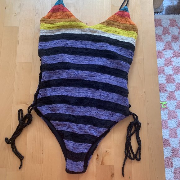 Mara Hoffman Crochet Lace Up Swim One Piece - Picture 5 of 5